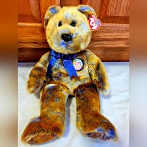 Beanie Babies 2000 Clubby III 14" Gold Bear - PE Pellets Official Club Vintage